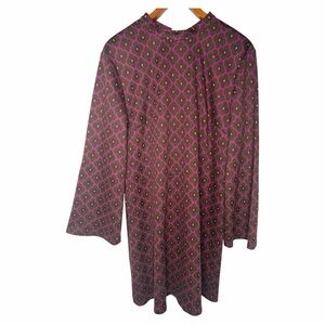 Trina Turk NWT Bell Sleeve Floral A-Line Dress sz Large/XL Mod 70s Mini.